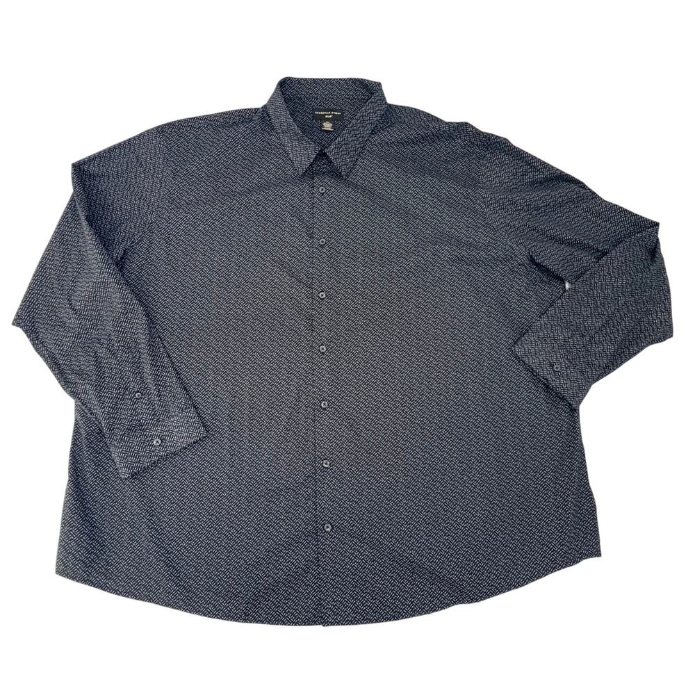 Shaquille O'Neal XLG Big & Tall Mens Shirt 5 XLT Blue Long Sleeve Button Down